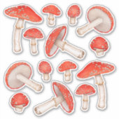 Rote Gepunktete Aquarellmushrooms Aufkleber (Vorderseite)