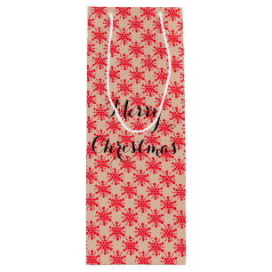 Rote gepunktete Sterne auf Taupe Geschenktüte Für Weinflaschen