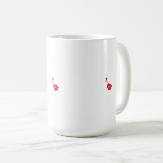 Rote Geranenblätter werden in einer Clips-Kunstfor Kaffeetasse (VorderseiteRechts)