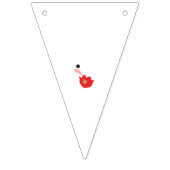 Rote Geranenblätter werden in einer Clips-Kunstfor Wimpelkette (Zweite Fahne)