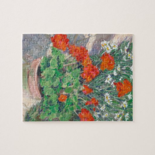Rote Geranien im Sommergarten Puzzle (Horizontal)
