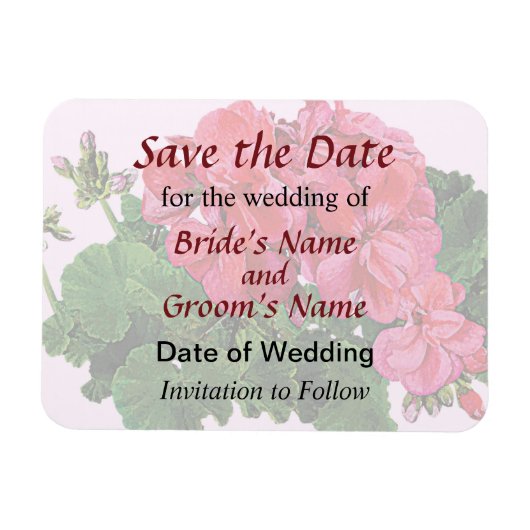 Rote Geranien und Buds Save the Date Magnet (Horizontal)