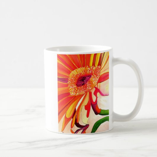 Rote Gerbera Blume Aquarellmalerei Kaffeetasse (Rechts)
