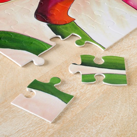 Rote Gerbera Blume Aquarellmalerei Puzzle (Seite)