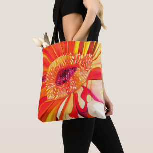 Rote Gerbera Blume Aquarellmalerei Tasche