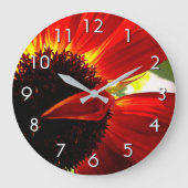 Rote Gerbera daisa Blume Foto schön modern Große Wanduhr (Vorderseite)