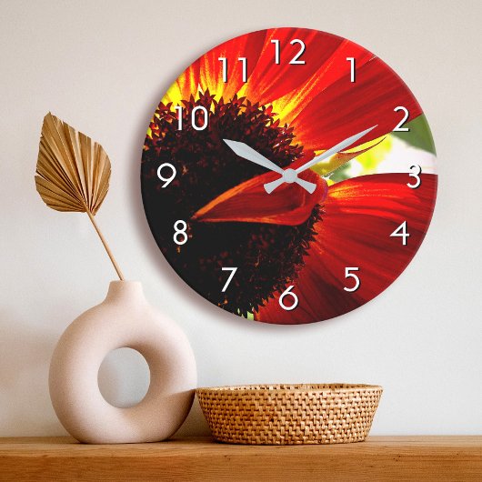Rote Gerbera daisa Blume Foto schön modern Große Wanduhr