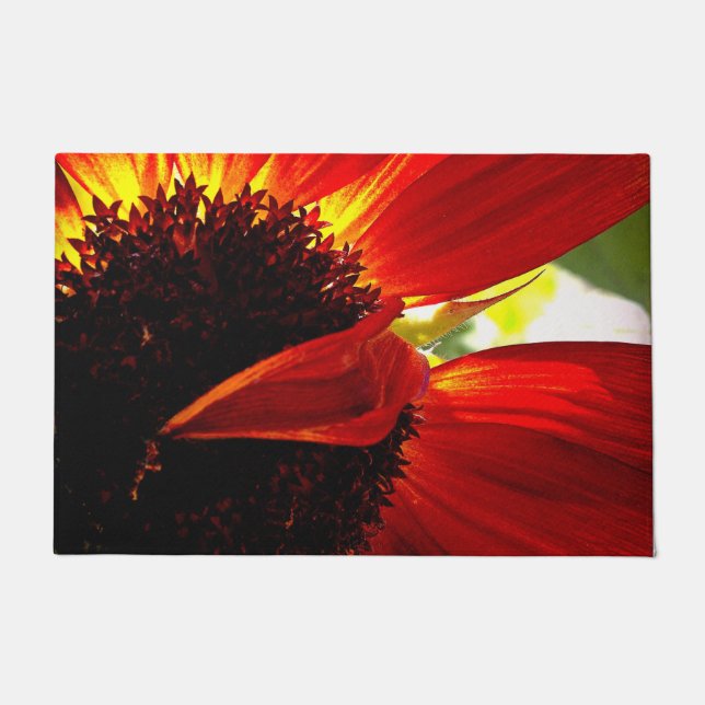 Rote Gerbera daisy Blume Foto kühl modern stilvoll Fußmatte (Vorderseite)