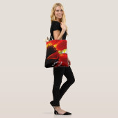 Rote Gerbera-Daisy-Fotografie-Freude-Script-Modern Tasche (Am Model)