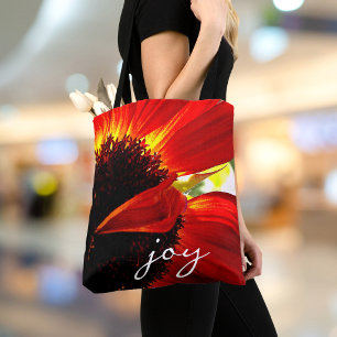 Rote Gerbera-Daisy-Fotografie-Freude-Script-Modern Tasche