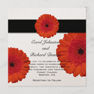 Rote Gerbera-Daisy-Hochzeitseinladung Einladung