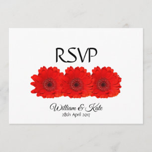 Rote Gerbera individuell bedruckte doppelseitige H Einladung