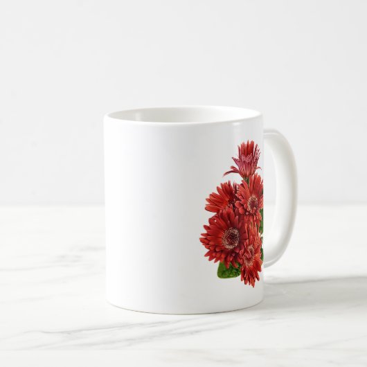Rote Gerbera-Margeriten Kaffeetasse (VorderseiteRechts)