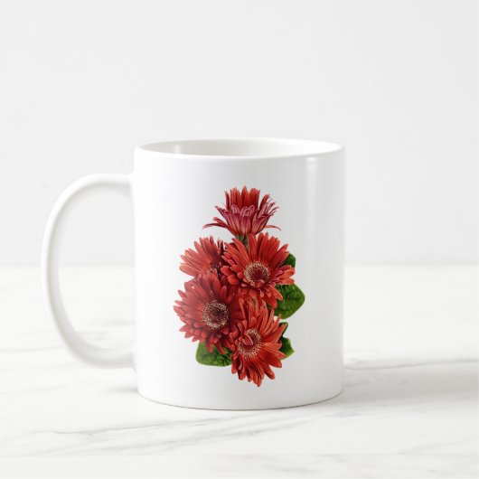 Rote Gerbera-Margeriten Kaffeetasse (Links)