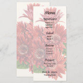 Rote Gerbera-Margeriten Menükarte (Vorne/Hinten)