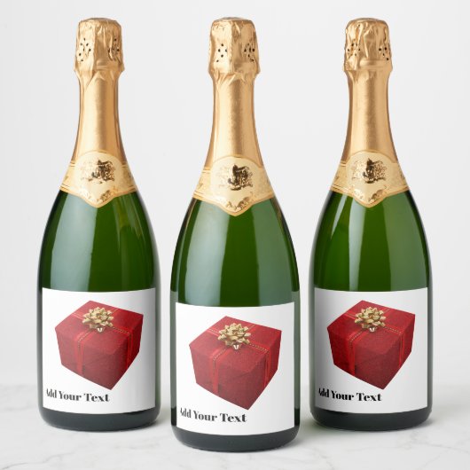 Rote Geschenkbox Champagner Etikett (Flaschen)