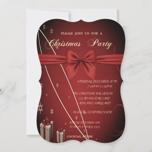Rote Geschenke, Bow Company Weihnachten Party Einladung (Vorderseite)