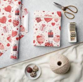 Rote Geschenke und herzförmige Balloons Kinder Geschenkpapier