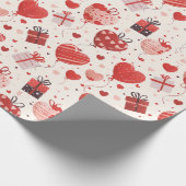 Rote Geschenke und herzförmige Balloons Kinder Geschenkpapier (Ecke)