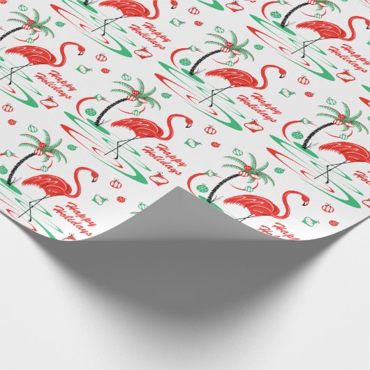 Rote Geschenkverpackung des Weihnachtsflamingos Geschenkpapier (Ecke)