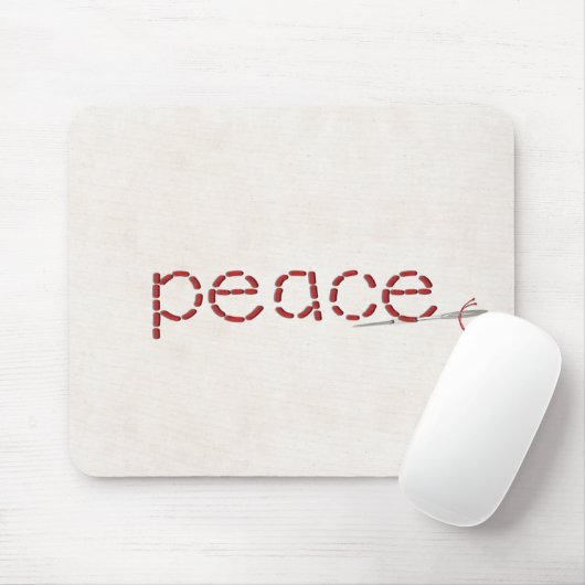 rote gesteppte PEACE-Textnachricht mit Nadel Mousepad (Mit Mouse)