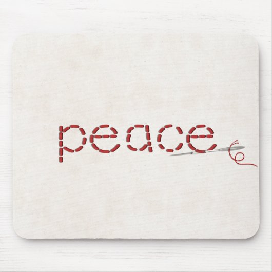 rote gesteppte PEACE-Textnachricht mit Nadel Mousepad (Vorne)