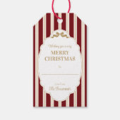 Rote gestreifte Weihnachtsgeschenkanhänger Geschenkanhänger (Vorderseite)