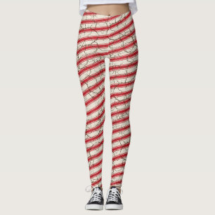 Rote gestreifte zerbrochene Zuckerstange Leggings