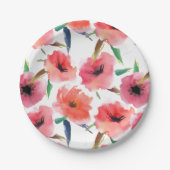Rote gestrichene Pope Blumenmuster Pappteller (Vorderseite)