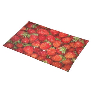 Rote gesunde Fotografie des ErdbeerTischsets   Stofftischset