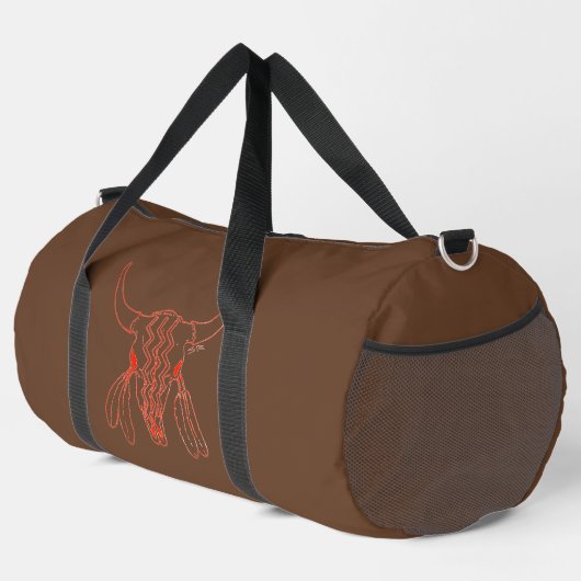 Rote Ghost Dance Büffel Linie braune Reisetasche Duffle Bag (Rechte Ecke)
