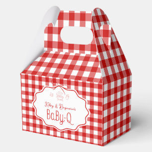 Rote Gingham Baby-Q BBQ Baby Shower Giebelschachte Geschenkschachtel