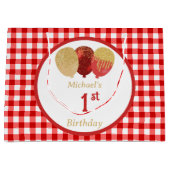 Rote Gingham-Balloons Benutzerdefinierte Mehrfach- Große Geschenktüte (Vorderseite)