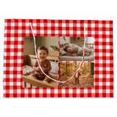 Rote Gingham-Balloons Benutzerdefinierte Mehrfach- Große Geschenktüte (Rückseite)