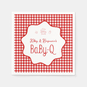 Rote Gingham-Barbecue-Baby-Q-Baby-Party  Serviette
