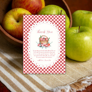 Rote Gingham-Blumen-Ernte-Apfel-Baby-Party  Dankeskarte