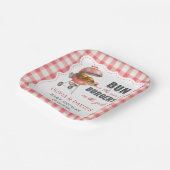 Rote Gingham-Burger-BBQ-Baby-Shower-Papierteller Pappteller (Gewinkelt)