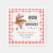 Rote Gingham-Burger-BBQ-Baby-Shower-Servietten Serviette (Vorderseite)