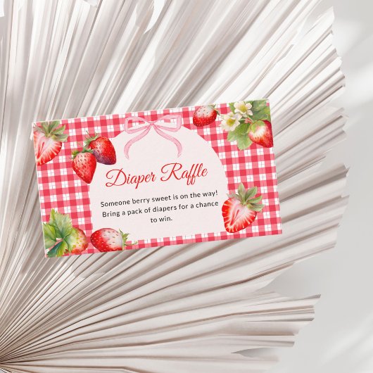 Rote Gingham-Erdbeer-Windel-Raffle-Baby-Party Begleitkarte