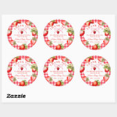 Rote Gingham-Erdbeeren Baby Shower Danke Runder Aufkleber (Blatt)