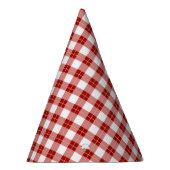 Rote Gingham-Geburtstagspapierhüte Partyhütchen (Rechts)
