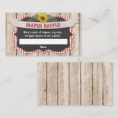 Rote Gingham-Gelbe Sonnenblumen-Mini-Tombola Begleitkarte (Vorne/Hinten)