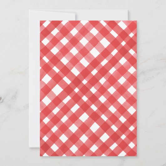 Rote Gingham Grillen Birthday Party Einladung (Rückseite)