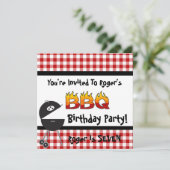 Rote Gingham GRILLEN Birthday Party Einladungen (Stehend Vorderseite)