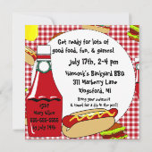 Rote Gingham GRILLEN Birthday Party Einladungen (Rückseite)