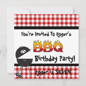 Rote Gingham GRILLEN Birthday Party Einladungen (Vorderseite)