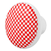 Rote Gingham-Karo Keramikknauf (Rechts)