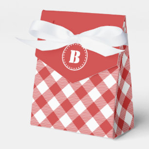 Rote Gingham-Karo-Muster-Gunst-Box Geschenkschachtel