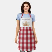 Rote Gingham-Karomuster-Backzubehör Schürze (Getragen)