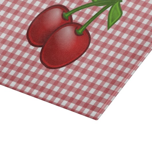 Rote Gingham-Kirsche Schneidebrett (Ecke)